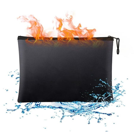 Peroptimist Fireproof Document Bag, Waterproof and Fire Resistant Non-Itchy Silicon Coated Safe Storge for Money, Documents, Jewelry and Passport (Best Fireproof Document Safe)