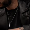 thumbnail image 2 of . 3D Vertical Bar Necklaces for Men  Layering Stainless Steel Geometric Pendant  Layered Wheat Rope Cuban Chain  Boy Collar, 2 of 7