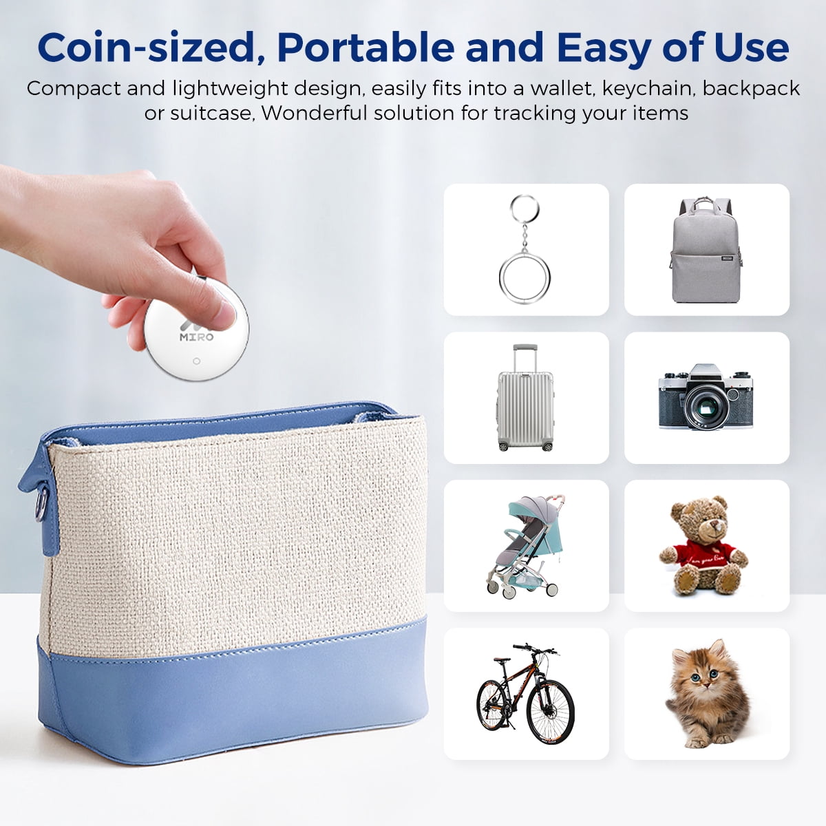 MIRO T1R Bluetooth Tracker Smart Finder Compatible with Apple Find My(iOS only) Item Finder Smart Tag IP6 Waterproof