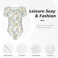 thumbnail image 6 of The Xecao Floral Women's Crew Neck Body Suit, a short-sleeved bodysuit and basic swimsuit, both comfort and style for dating and daily life, 6 of 9