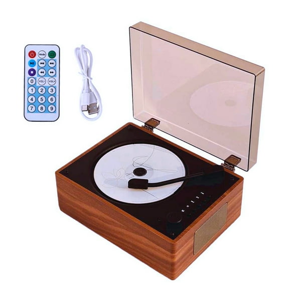 Bluetooth Speaker CD Player Compatible with Bluetooth 5.1 Album Player Tray-Loaded CD Player Wood Brown