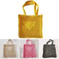 thumbnail image 4 of Nvzi Bolso de paja hecho a mano, bolso de malla para viajes, playa, pesca, tejido de paja, estilo pastoral femenino, bolso de hombro hueco., 4 of 5