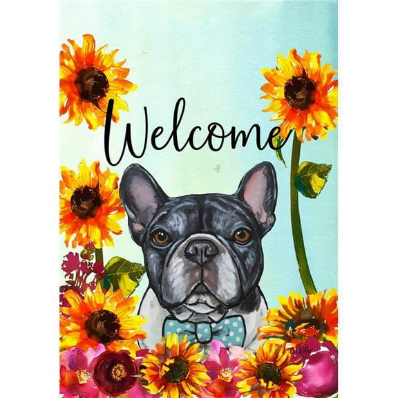 Best of Breed HH632531 French Bulldog Best of Breed HHS Welcome Garden Flag, Black & White