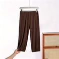 thumbnail image 2 of QIYAGBSA Casual Pants for Women Capri Length Elastic Waist Relaxed Fit Soft Sleepwear Cropped Bottoms for Spring Summer (Coffee, 5XL), 2 of 6