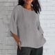 thumbnail image 2 of Sudadera de lactancia,Blusa plisada de manga 3/4 para mujer, cuello redondo, efecto lino, corte holgado, poliéster, ropa informal, sopatenor, 2 of 9