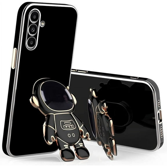 Compatible with Samsung Galaxy A54 5G Case for Women, Ultra Soft Samsung A54 5G Case Cute Astronaut Pattern Cases with Stand Silicone Protective Cover (Black)