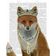 thumbnail image 2 of Fab Funky 26x32 Black Ornate Wood Framed with Double Matting Museum Art Print Titled - Fox with Tiara, Portrait, 2 of 4