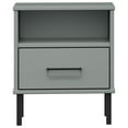 thumbnail image 2 of vidaXL Bedside Cabinet with Metal Legs Grey Solid Wood Pine OSLO, 2 of 5