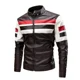 thumbnail image 3 of Nueva chaqueta de cuero para hombre, chaqueta de motocicleta elegante de otoño/invierno de talla grande, venta de Amazon, ropa para hombre con sobrepeso, 3 of 5
