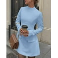 thumbnail image 3 of PRETTYGARDEN Women's Long Sleeve Mini Dress Fall Bodycon Mock Neck Elegant Short Cocktail Holiday Party Dresses, 3 of 10