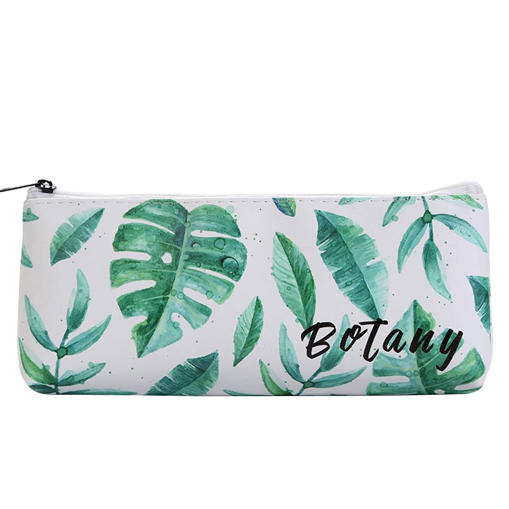 Unique PU Leather Fresh Printing Pencil Case Pen Bag Holder Stationery Pouch Girls Gift Office School Supplies