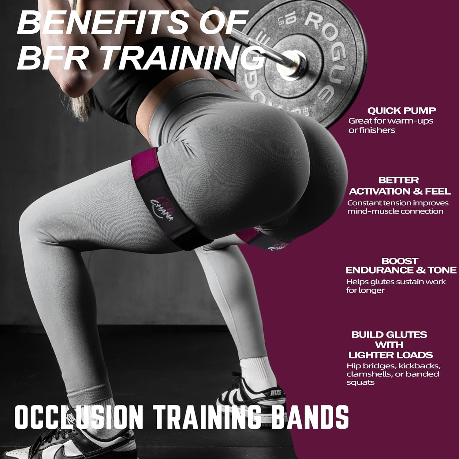 JJEAN-BFR Resistance Bands for Women, Glute Training Exercise Bands, Workout Fitness Equipment