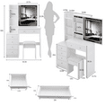 thumbnail image 3 of 37"Vanity Table with Sliding Mirror & Touch LED | 3-Color Adjustable Lighting, Multi-Layer Storage & Stool, Space-Saving, White, 3 of 10