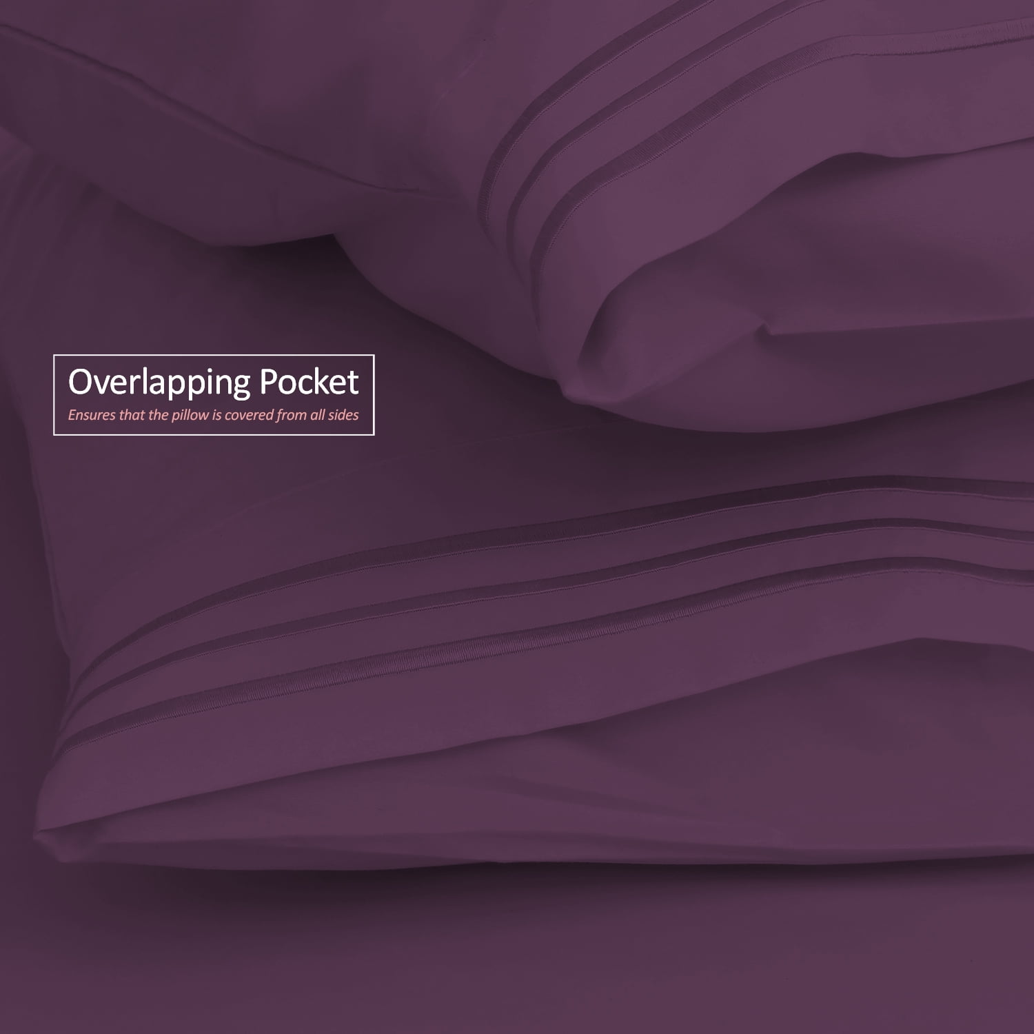 Clara Clark Premier 1800 Microfiber Collection 3-Line Bed Sheet Set, Split King Size, Purple