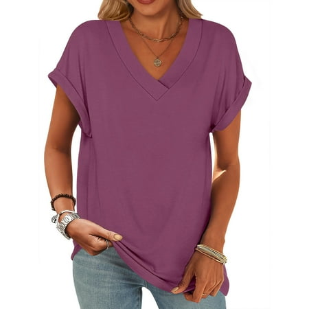 Lace Corset Tops For Women  Casual Colors V Neck Short Sleeve Shirt T Top Women Tops Wing Shirt Womens Crop Tops Plus Size Tunic Casual Tops Black Bustier Tops Workout Tops (M  Purple) ZMTing