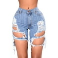 thumbnail image 3 of goowrom Women Slim Jeans High Waist Ripped Hole Washed Distressed Shorts, 3 of 10