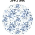 thumbnail image 3 of Blue White Floral Round Tablecloth 60 Inch Vintage Flower Table Cloth Elegant Rustic Polyester Table Cover Decorative for Indoor Outdoor Kitchen Dining Party, 3 of 6