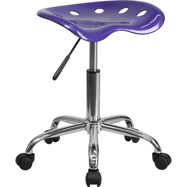 Asiento de tractor violeta vibrante y taburete cromado Flash Furniture LF-214A-VIOLET-GG
