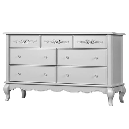 Evolur Aurora 7 Drawer Double Dresser Akoya Grey Pearl Walmart Com