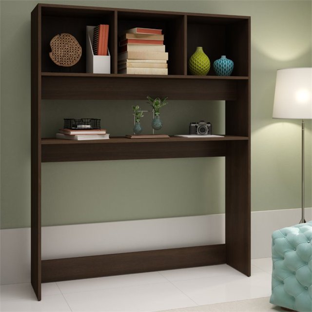 Manhattan Comfort Aosta 3 Cubby Display Desk in Tobacco