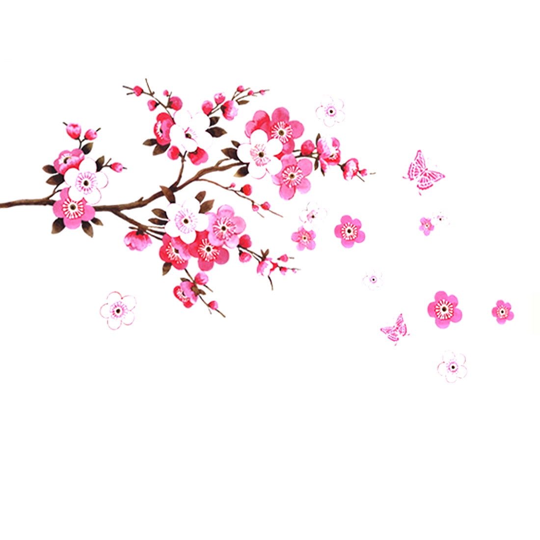 Unique Bargains 35' x 24'Living Room Art Decorative Decal Art Mural Adhesive Wall Decoration Flowers Butterfly Pattern PVC Pink 1pack