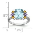 thumbnail image 4 of White Sterling Silver Ring Band Gemstone Swiss Blue Topaz Amethyst Square Purple Citrine Yellow, 4 of 4