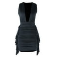 thumbnail image 3 of Liacowi Women Bodycon Dress Sleeveless V Neck Ruched Dress Ruffled Slim Mini Dress Clubwear, 3 of 6
