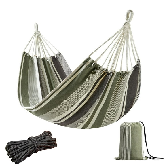 Hamaca Brasileña JoyView para Una Persona Rayas Verde y Gris