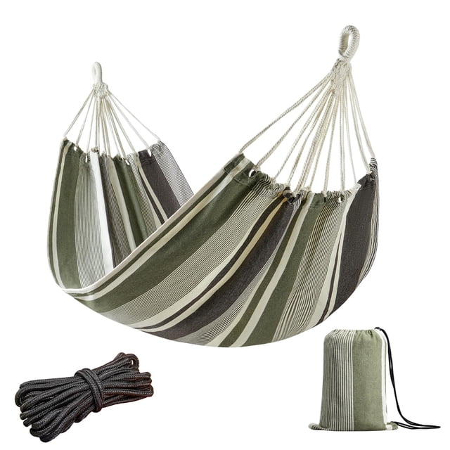 Hamaca Brasileña JoyView para Una Persona Rayas Verde y Gris