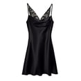 thumbnail image 6 of iHPH7 Women's Silk Nightgown Satin Sleepwear Negligee V Neck Chemise Nightwear Mini Slip Dress Spaghetti Strap Nightgowns for Women Black S, 6 of 9