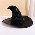 thumbnail image 2 of Sombrero de bruja para disfraces de Halloween, negro, con hebilla dorada, 2 of 3