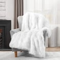 thumbnail image 3 of Luxury Plush Faux Fur Throw Blanket, Long Pile Brown with Black Tipped Blanket, Super Warm, Fuzzy, Elegant, Fluffy Decoration Blanket Scarf for Sofa, Armchair, Couch and Bed, 50''x 60'', 3 of 6