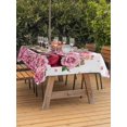 thumbnail image 2 of Outdoor Tablecloth with Umbrella Hole and Zipper, Valentine's Day Rectangle Table Cloth 54x80 Inch Waterproof Tablecloth, Pink Love Roses Truck Romantic White Picnic Table Cover for Patio Camping, 2 of 7