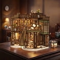 thumbnail image 5 of Book Nooks for Adults | DIY 3D Wooden Miniature Dollhouse Kit with LED Light | Creative Craft Model & Bookshelf Decor Gift, 5 of 11