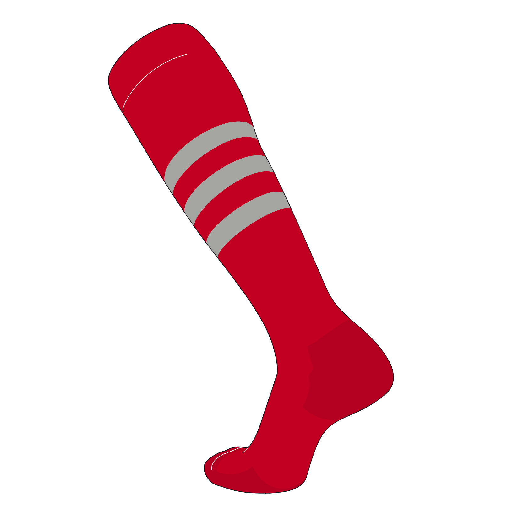 TCK Elite Baseball Football Knee High Striped Socks (B) Red, Grey