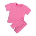 thumbnail image 2 of EnJoCho Kids Toddler Summer Outfit Girls Cotton T-Shirt Shorts 2 Pcs Clothing Set Plain Children 𝖳racksuit 9M-13Y Basic Comfort Tee Shorts, 2 of 9