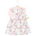 thumbnail image 2 of Hudson Baby Infant and Toddler Girls Cotton Dress and Cardigan Set, Bright Pink Flower Field, 18-24 Months, 2 of 5