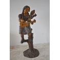 thumbnail image 2 of Nifao Girl on a Tree Playing the Ukulele with a Parrot Bronze Statue – Garden Outdoor Decor Sculpture, 25"L x 23"W x 50"H, 2 of 9