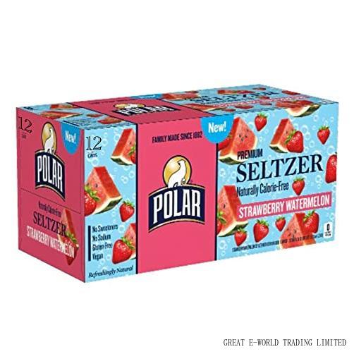 Polar Premium Seltzer Sparkling Water Strawberry Watermelon 12 Fl Oz 12