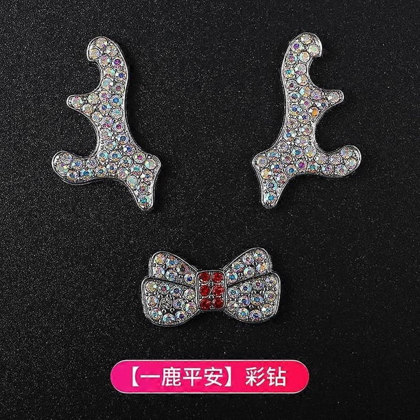 1 Set Bling Car Sticker: Sparkly Rhinestone Car Interior Decoration Sticker - Bling Antlers Bowknot Decal - Shiny Automotive Accessories For Dashboard