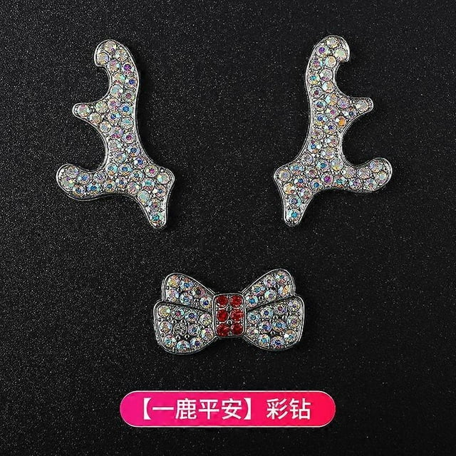 1 Set Bling Car Sticker: Sparkly Rhinestone Car Interior Decoration Sticker - Bling Antlers Bowknot Decal - Shiny Automotive Accessories For Dashboard