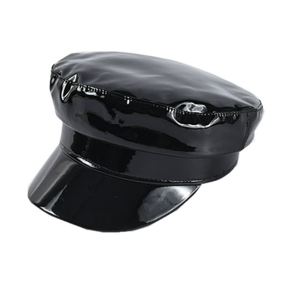 Patent Leather Style Cap Ladies Black Sailor Hat Woman Captain Cap Autumn Winter High Fashion Hats ,Fashion Design