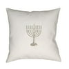 Surya HDY055-1818 18 x 18 x 4 in. Hanukkah Menorah Square Throw Pillow, White & Beige