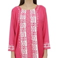 thumbnail image 5 of Bimba Women Rayon Pink Summer Tunic Long Sleeve Embroidery Casual Loose Top-4, 5 of 5