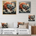 thumbnail image 4 of Designart "Japanese Dragon and Wave Off Kanagawa III" Abstract Wall Art - Modern Blue Dragons Living Room Canvas Art, 4 of 6