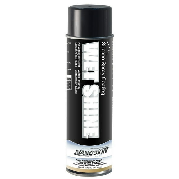 Nanoskin WET SHINE Exterior Aerosol Spray Shine 12 Oz. - High Gloss Coating to Restore, Shine, and Protect Plastic, Rubber, Vinyl, Plastic & Trims | For Cars, Trucks, Boats, RV, Motorcycles & More