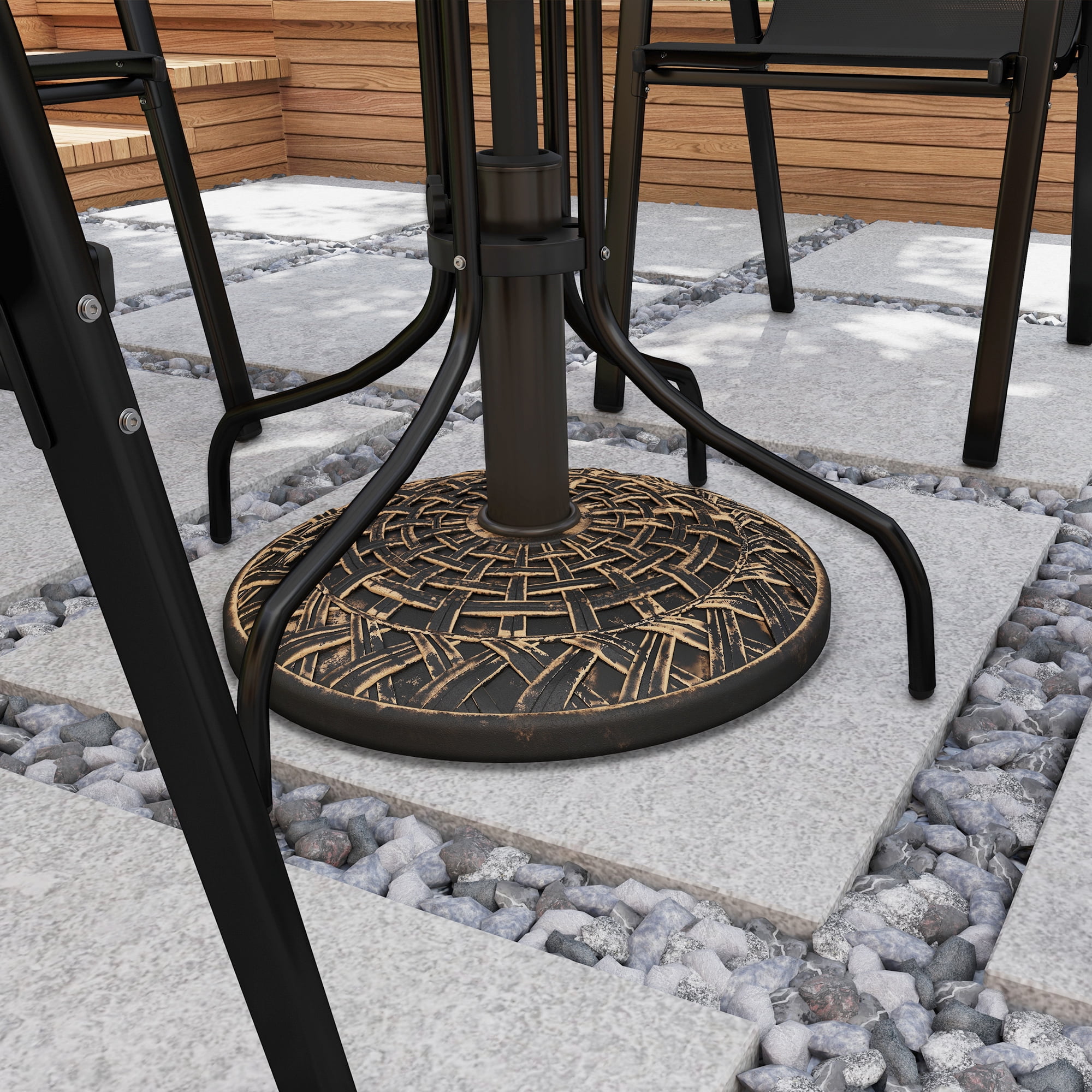 Outsunny 19" Patio Umbrella Base, 26 lbs Concrete Heavy Duty Patio Umbrella Holder for 1.5"/1.9" Umbrella Poles, Bronze