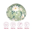 thumbnail image 3 of YFYANG Bonnet de Douche Double Imperméable pour Femmes, Motif Floral Vert Réutilisable pour Tous Types et Tailles de Cheveux, 3 of 6