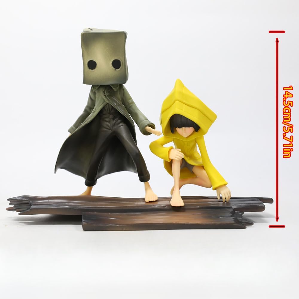 New Little Nightmares Mono, Six Figure,Stand Side by Side wear Raincoats Anime Figure 15cm/5.9inch PVC Character Action Model Statue Decoration Ornament Gifts