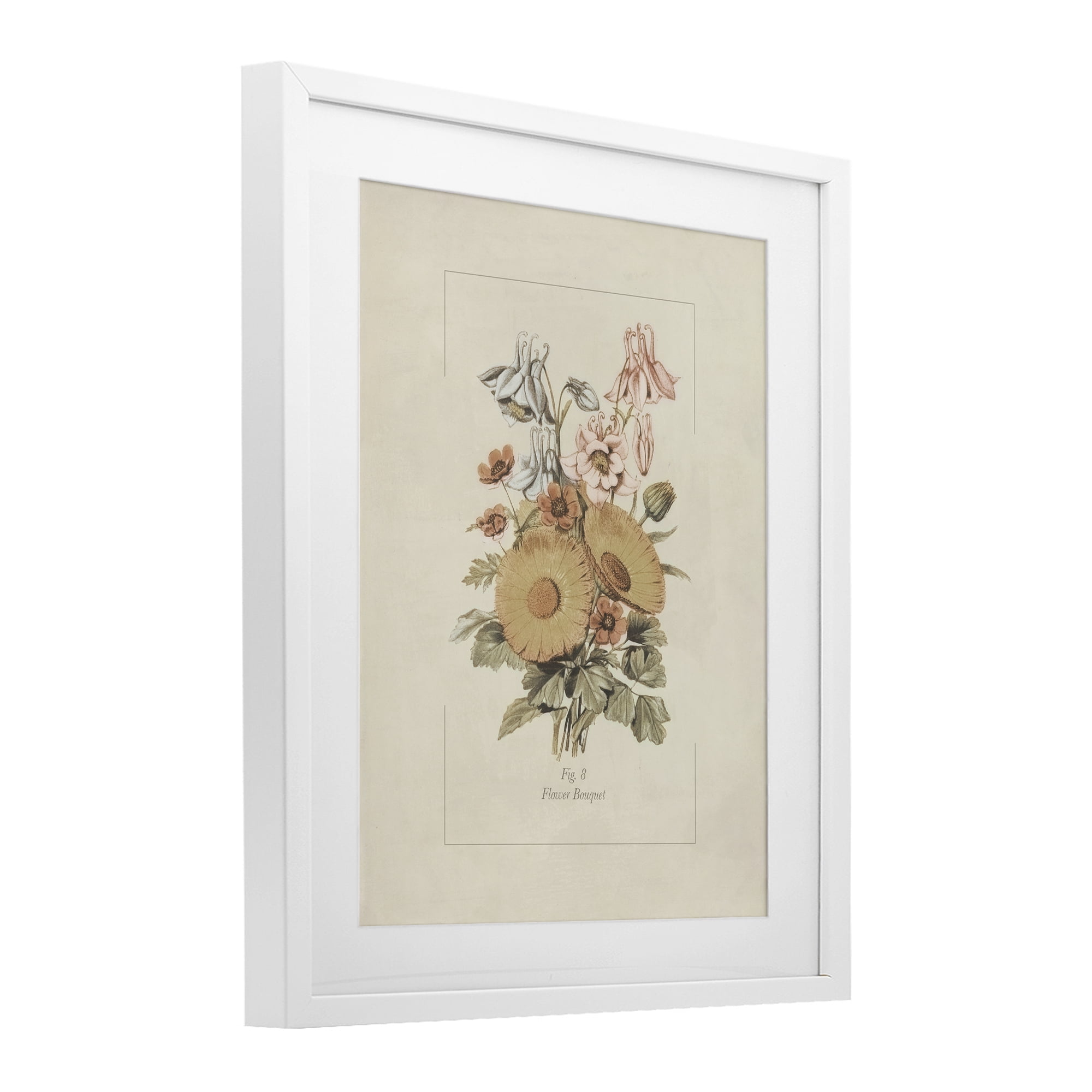 Stupell Industries Flower Bouquet Vintage Garden White Framed Print Under Glass, design by Dan Meneely